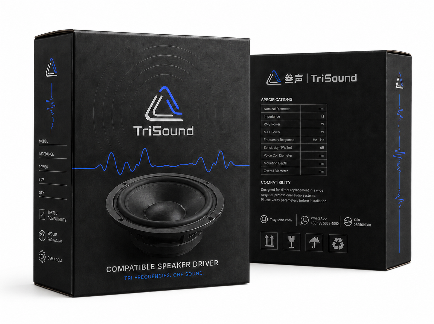 TriSound export carton packaging